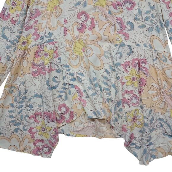 Anthropologie Maeve Laiken Top Women's 6 Popover Pastel Colorful Floral Flowy - Picture 5 of 10